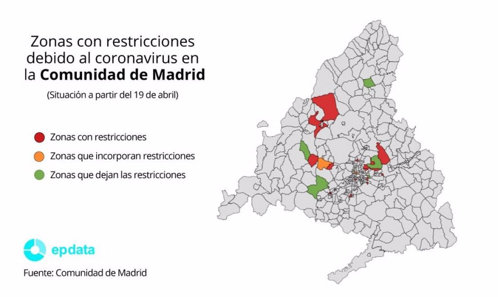 Casi medio millón de madrileños están afectados por las restricciones en 17 ZBS y 3 municipios